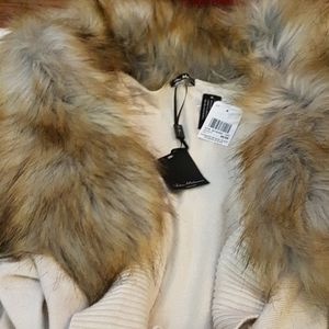 2/$60 Long Sweater Cardigan Removable Fur Collar